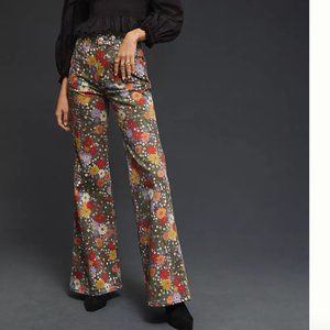 FL Wrangler Wanderer High Rise Flare Floral Boho Peasant Summer Art Chic Pants